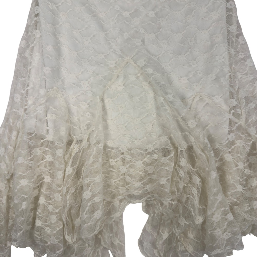 Madden Girl Boho Ivory Floral Lace Handkerchief Hem Midi Skirt Medium Ethereal - Picture 2 of 8